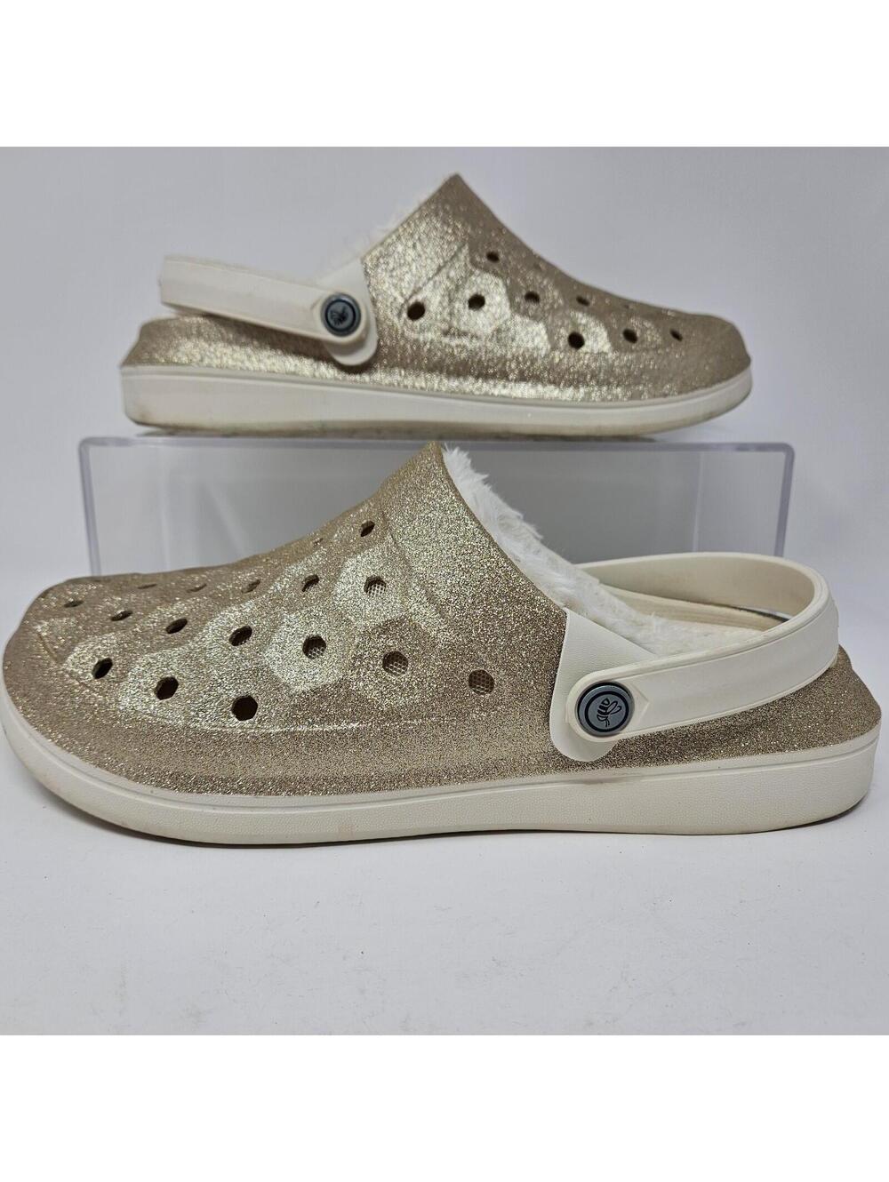 Joybees Women's Size 10 Gold Glitter Comfort Clogs Removable Lining & Back